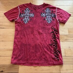Vintage Y2K Raw State Premium Redemption Pinkman Red Tee Felt Decal Mens Large